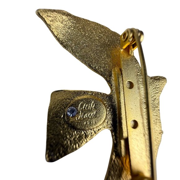 Galt Vintage Gold Tone Dove Brooch Pin Textured Metal Accent Jewelry - Picture 5 of 7